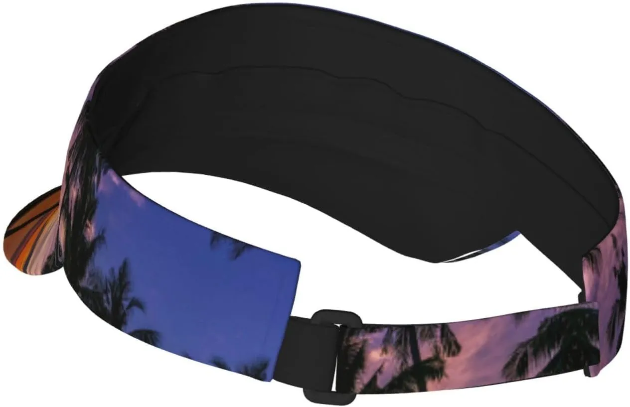 Tropical Island Palm Tree Sport Sun Visor Adjustable Summer Cap Visor Caps for Women Men Travel