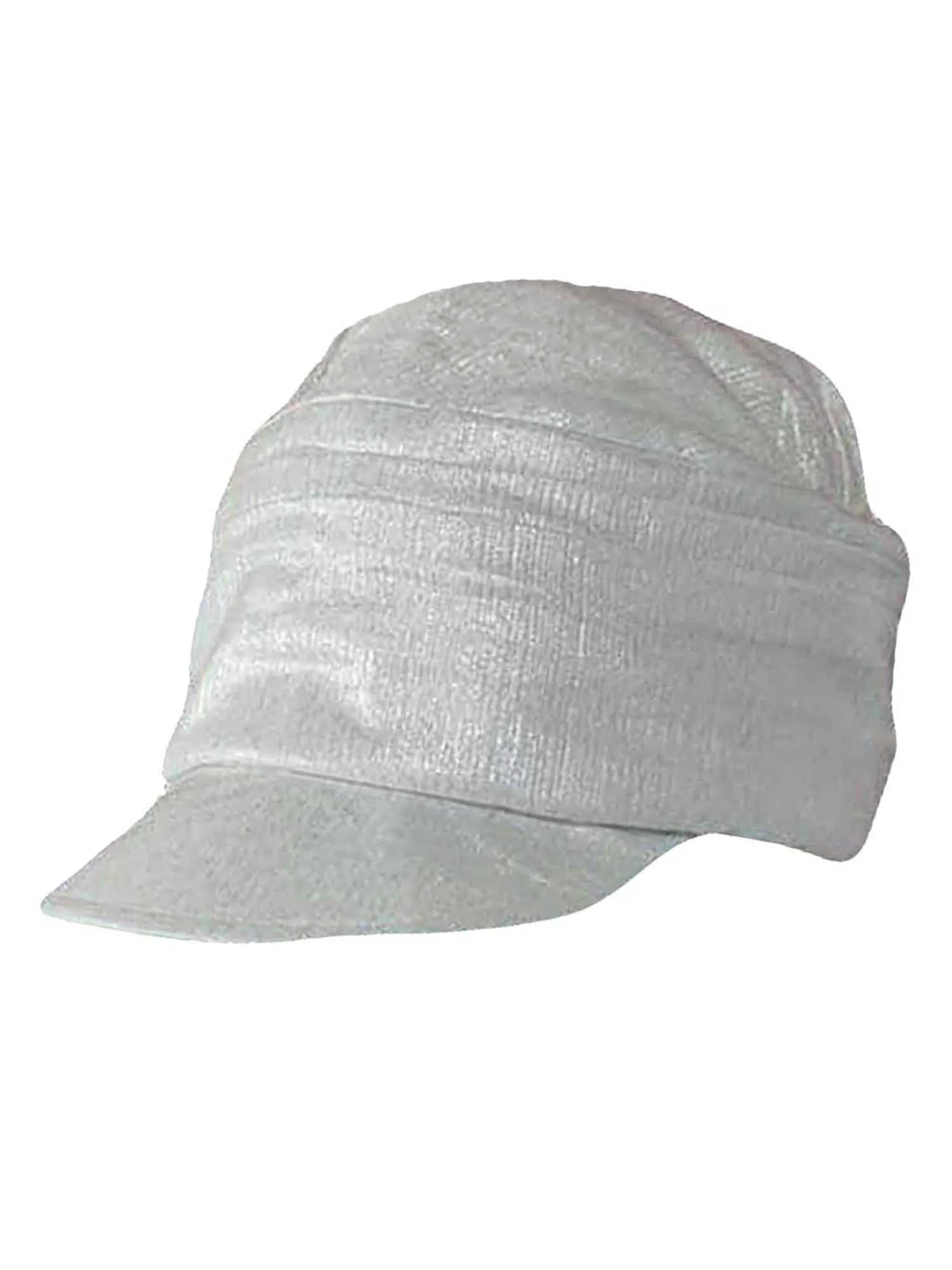White Metallic Pleated Soft Newsboy Cap Hat