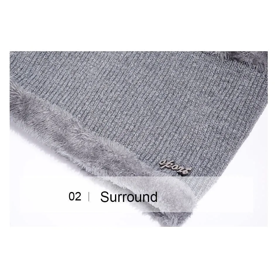 Winter Men's Knitted Hat or Scarf Thick Wool Knit With Warm Soft Fleece