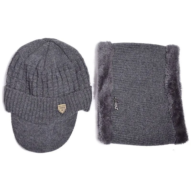 Winter Men's Knitted Hat or Scarf Thick Wool Knit With Warm Soft Fleece