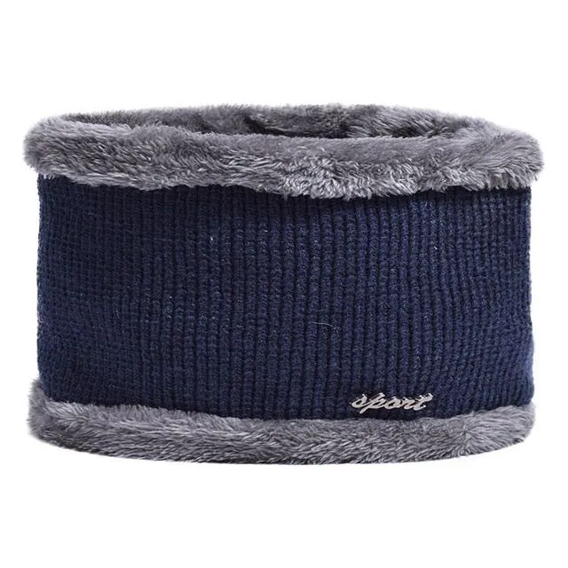 Winter Men's Knitted Hat or Scarf Thick Wool Knit With Warm Soft Fleece