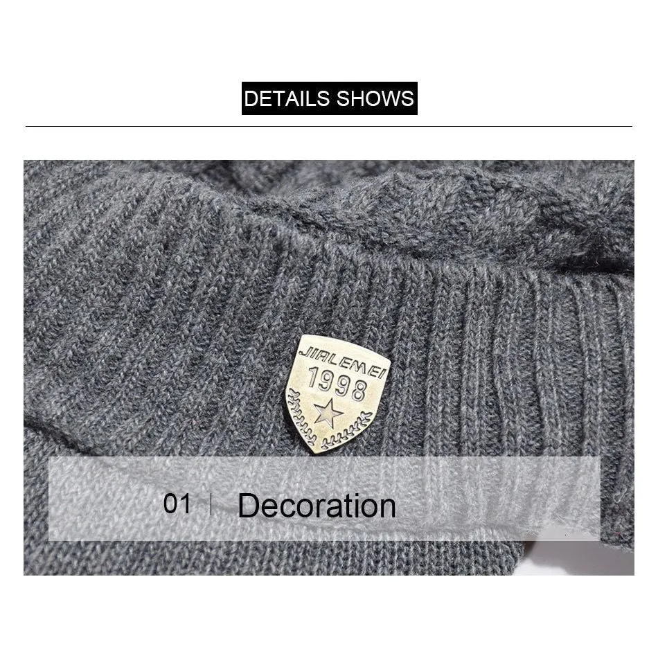 Winter Men's Knitted Hat or Scarf Thick Wool Knit With Warm Soft Fleece
