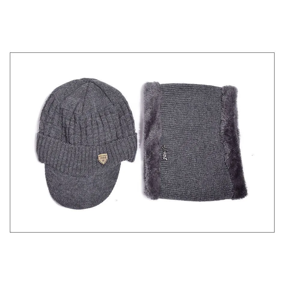 Winter Men's Knitted Hat or Scarf Thick Wool Knit With Warm Soft Fleece