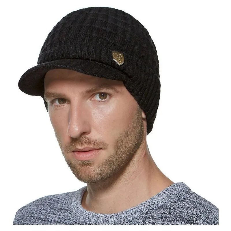 Winter Men's Knitted Hat or Scarf Thick Wool Knit With Warm Soft Fleece