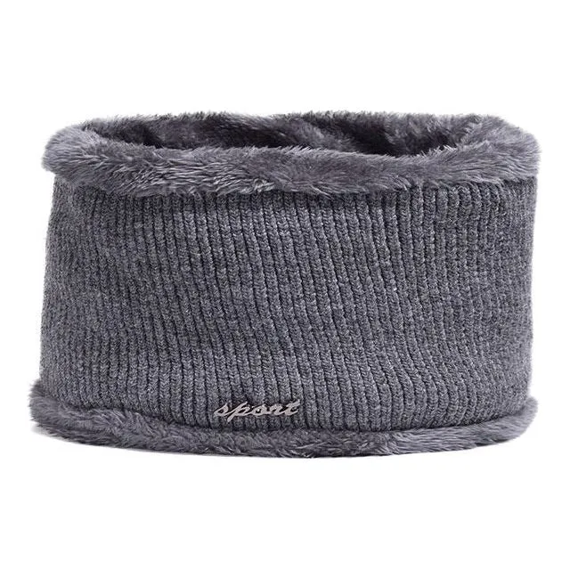 Winter Men's Knitted Hat or Scarf Thick Wool Knit With Warm Soft Fleece