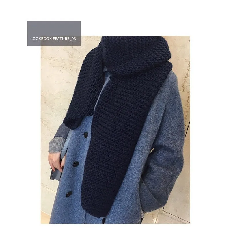 Winter Solid Color Thick Knitted Scarves