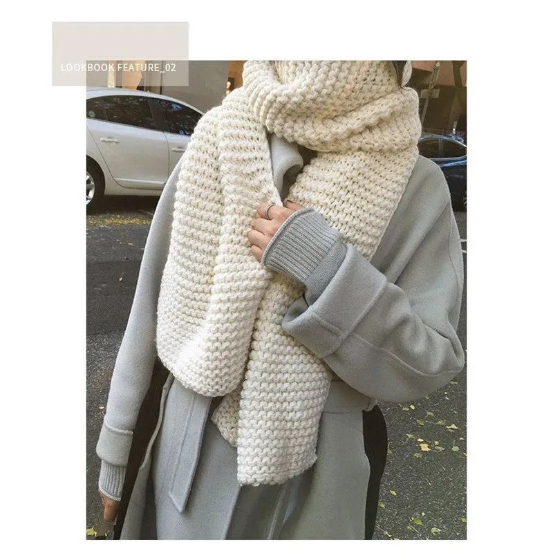 Winter Solid Color Thick Knitted Scarves