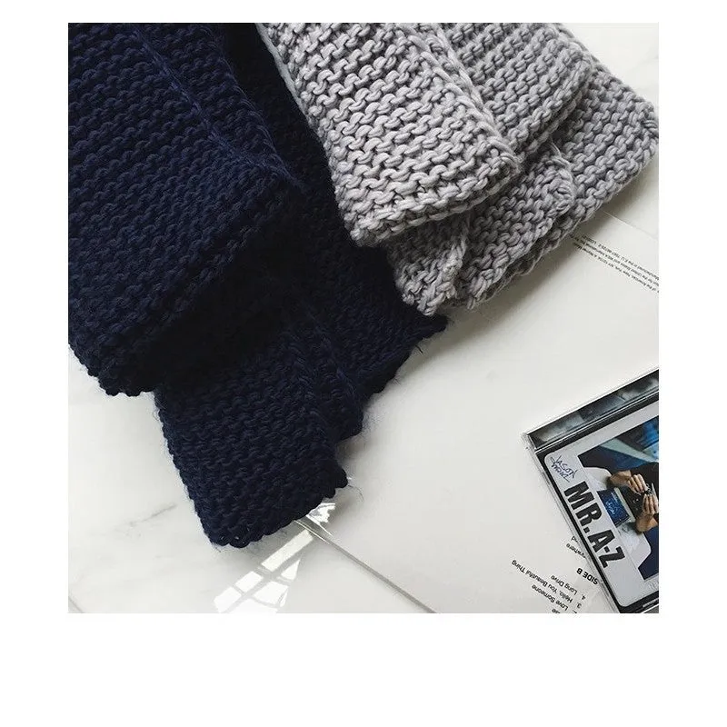 Winter Solid Color Thick Knitted Scarves