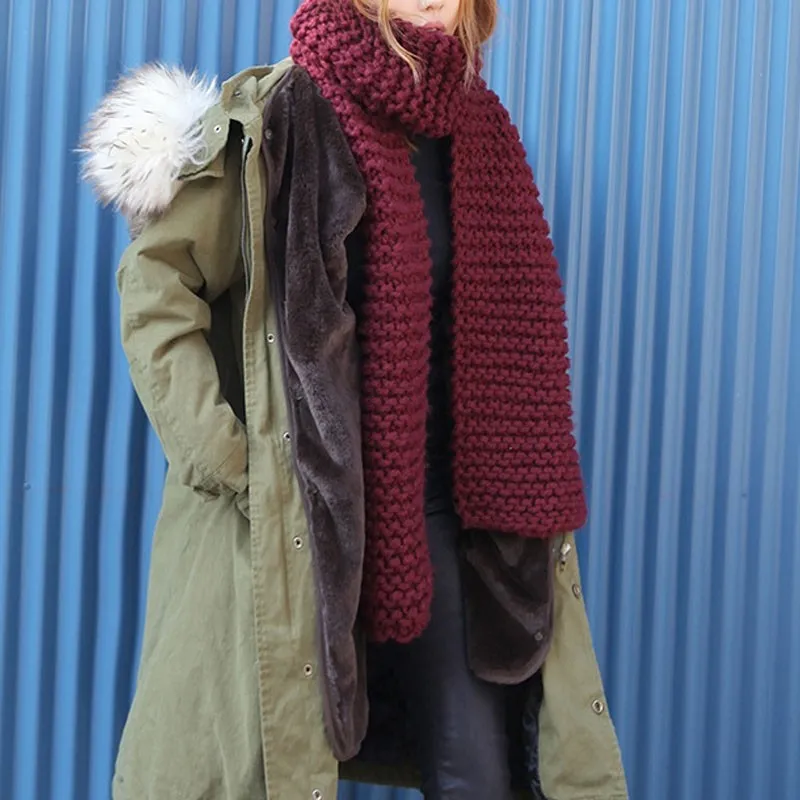 Winter Solid Color Thick Knitted Scarves