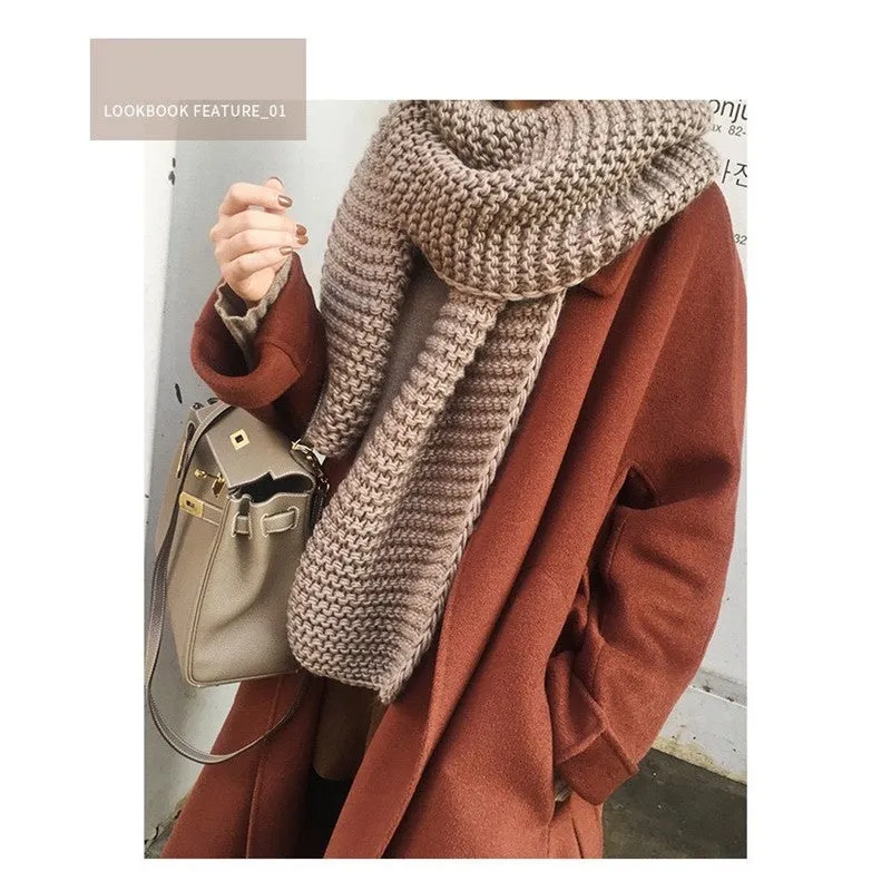 Winter Solid Color Thick Knitted Scarves
