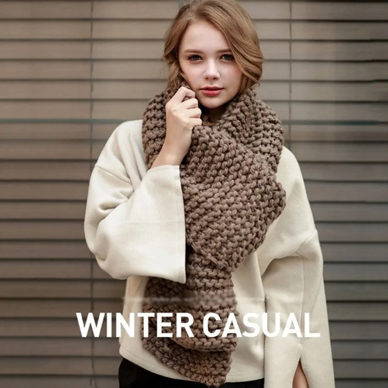 Winter Solid Color Thick Knitted Scarves