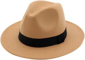 Womens Fedora Floppy Vintage Jazz Hat Wide Brim Hat with Belt Buckle Panama Hat for Women & Men