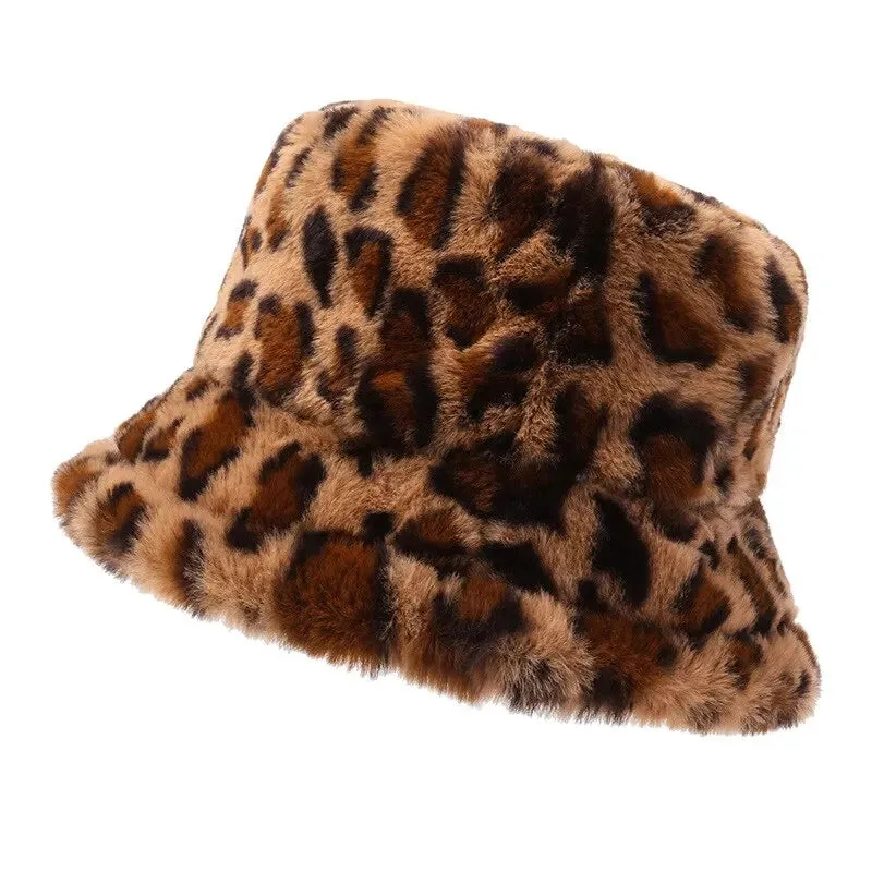 Women's Leopard Print Winter Bucket Hat