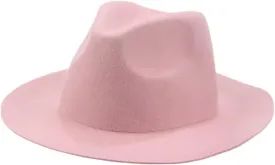 Womens Wool Hats Men Classic Solid Panamas Fedora Hats Luxury Men Autumn Winter Hats,Wool Pink-56-58cm