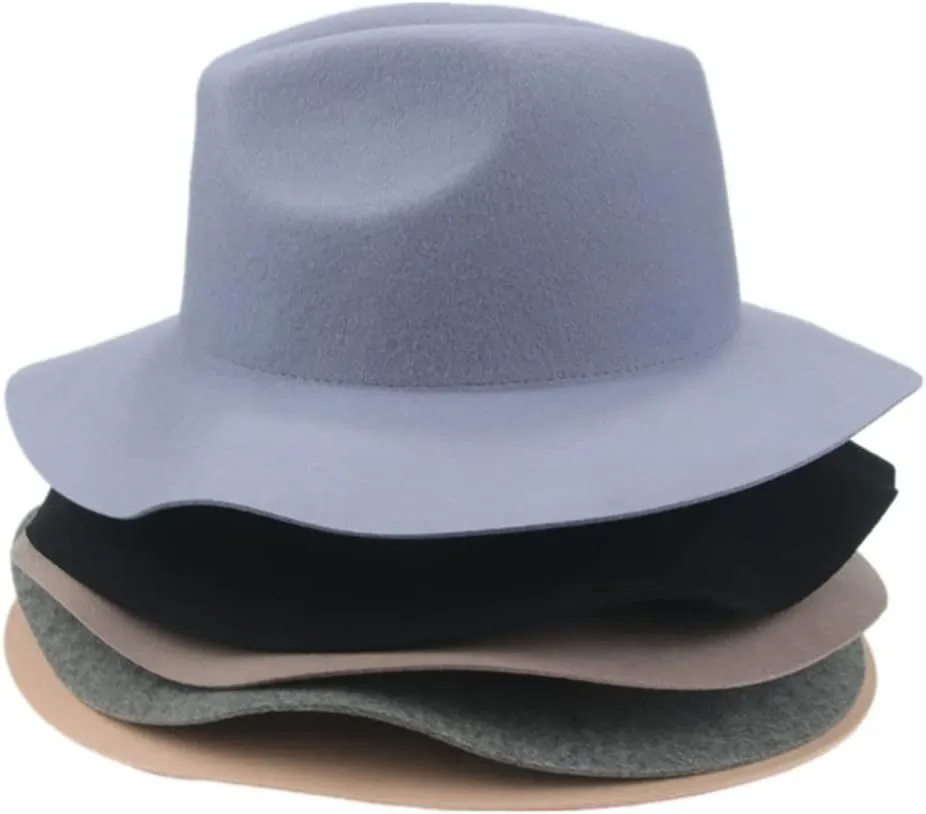 Womens Wool Hats Men Classic Solid Panamas Fedora Hats Luxury Men Autumn Winter Hats,Wool Pink-56-58cm